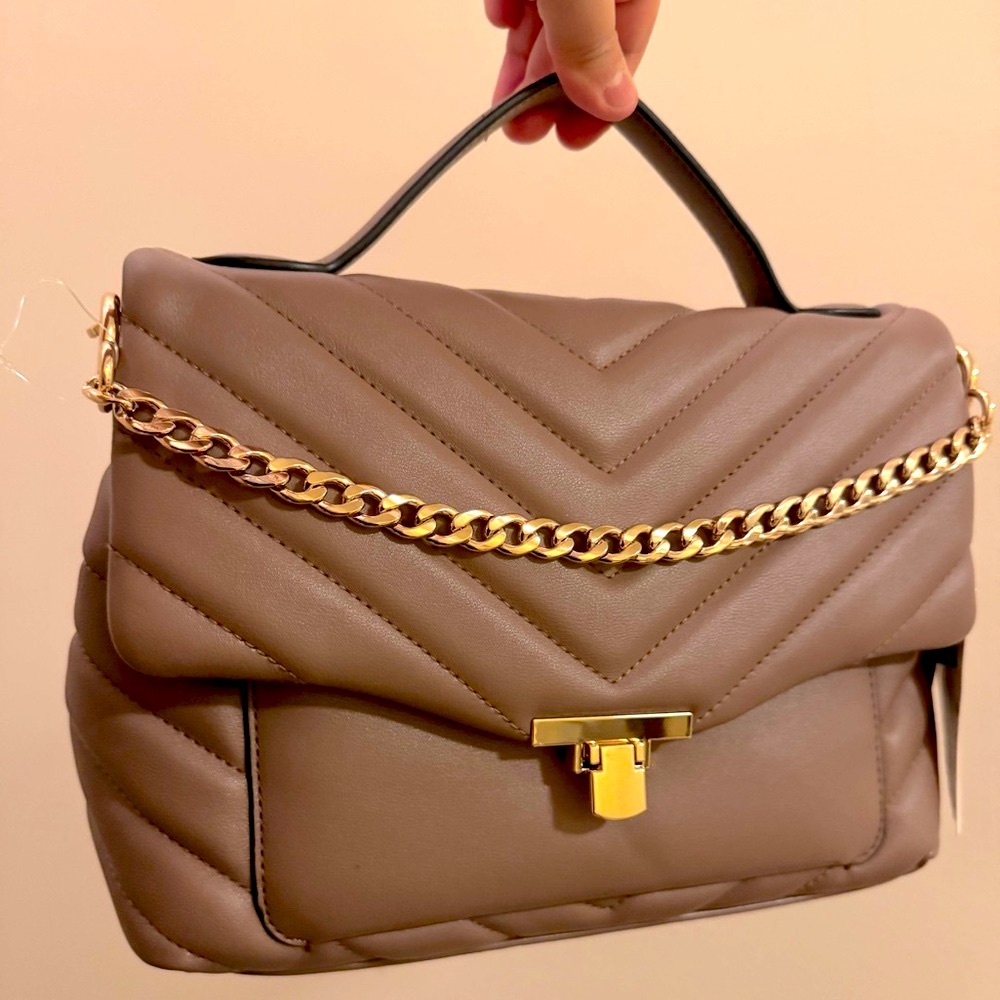 NWT A New Day Quilted Faux Brown Crossbody & Shoulder Handbag